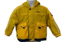 Oshkosh B'gash Genuine Puffer Coat Size 24M Yellow Full Zip Fleece Lined Hooded