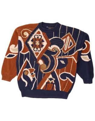 I.B Diffusion Damen Pullover Pulli Rundhals UK 16 Large marineblau Paisley DR19