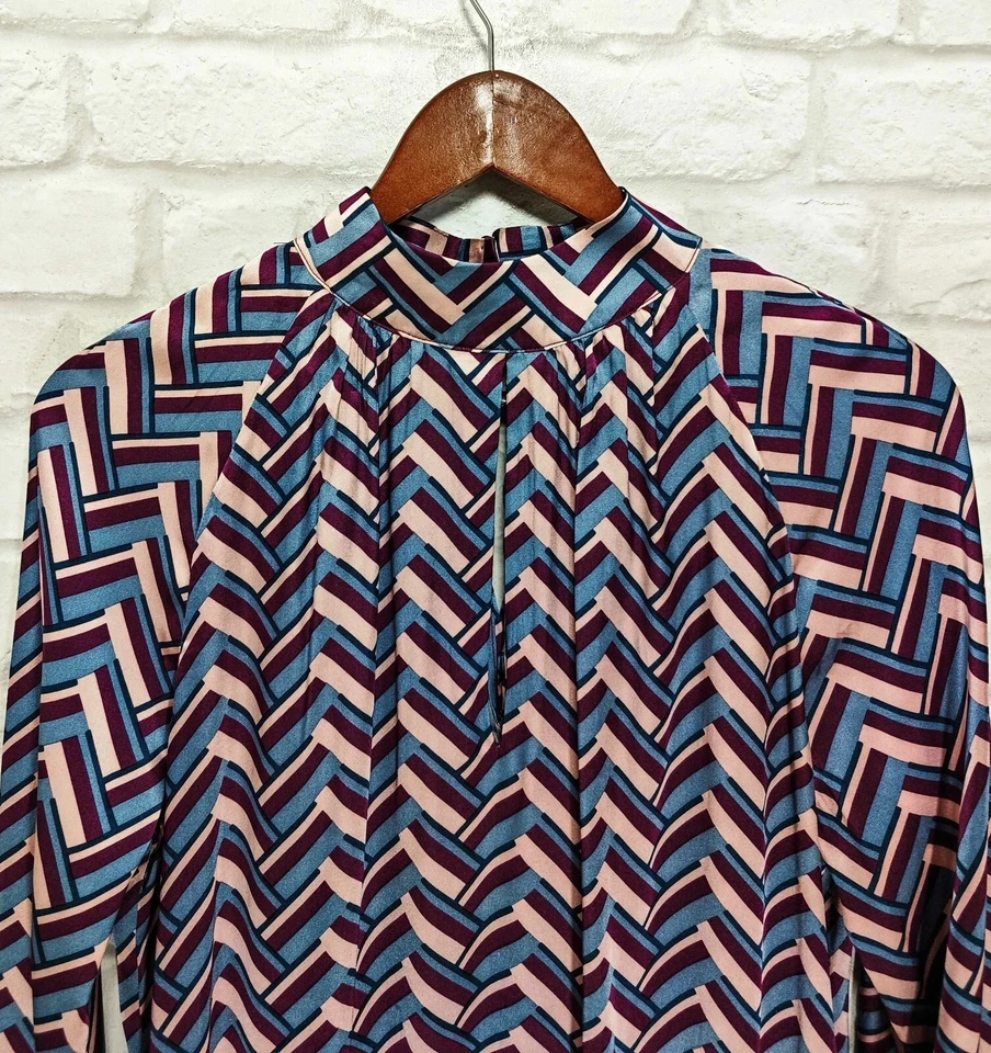 Vestido Dea Kudibal Mulberry Mezcla Seda Chevron Patrón Talla XL - Imagen 3 de 4