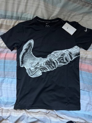 Nike Air Dri Fit T-Shirt Weiß Running Marathon Skelett Knochen Swoosh L