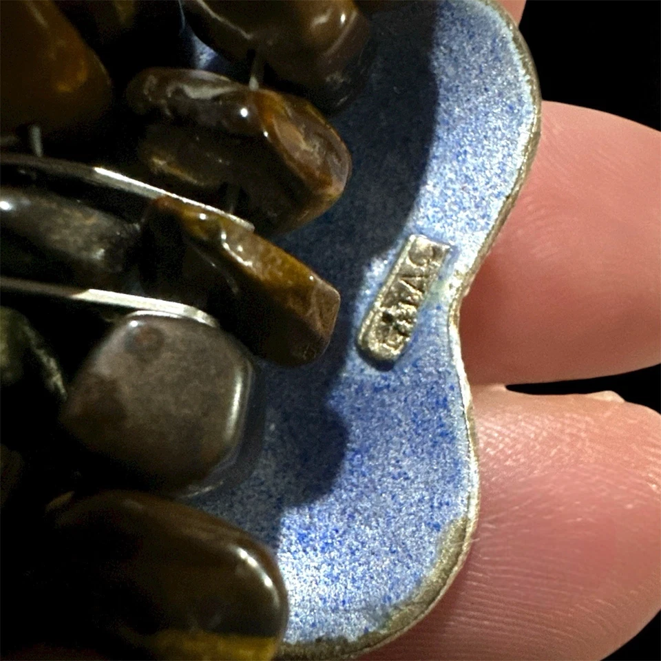 Estaciones florales esmaltadas y ojos de tigre de varias hebras con perlas de agua dulce 925 Foto 4 de 4