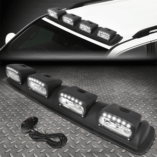 UNIVERSAL 4X4 OFF-ROAD BLACK FRAME CLEAR LENS ROOF MOUNTED FOG LIGHT W/24PCS LED - Picture 1 of 11