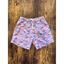 Kids Pink Shark Print Swim Trunks