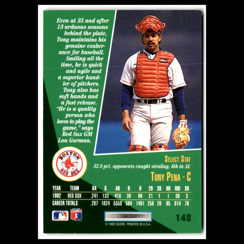 Tony Pena #148 1993 Select Boston Red Sox Baseball Card MLB NM - Image 2 of 3