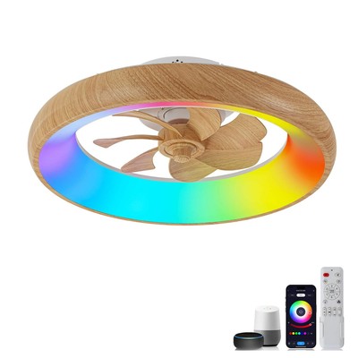 C Cattleya 20in Dimmable LED RGB Smart Ceiling Fan With Light And Control