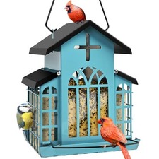 Church Metal Hanging Bird Feeder for Outdoors, Weatherproof Suet 5LB Green
