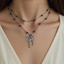 Butterfly Necklace for Women Irregular Double-Layer Chain Fashionable Jewelry