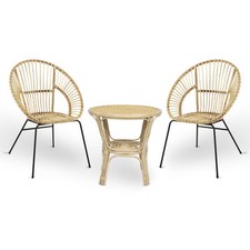 Set di 2 sedie poltrona Fera in legno  con gambe in ferro e 1 tavolino in bambu