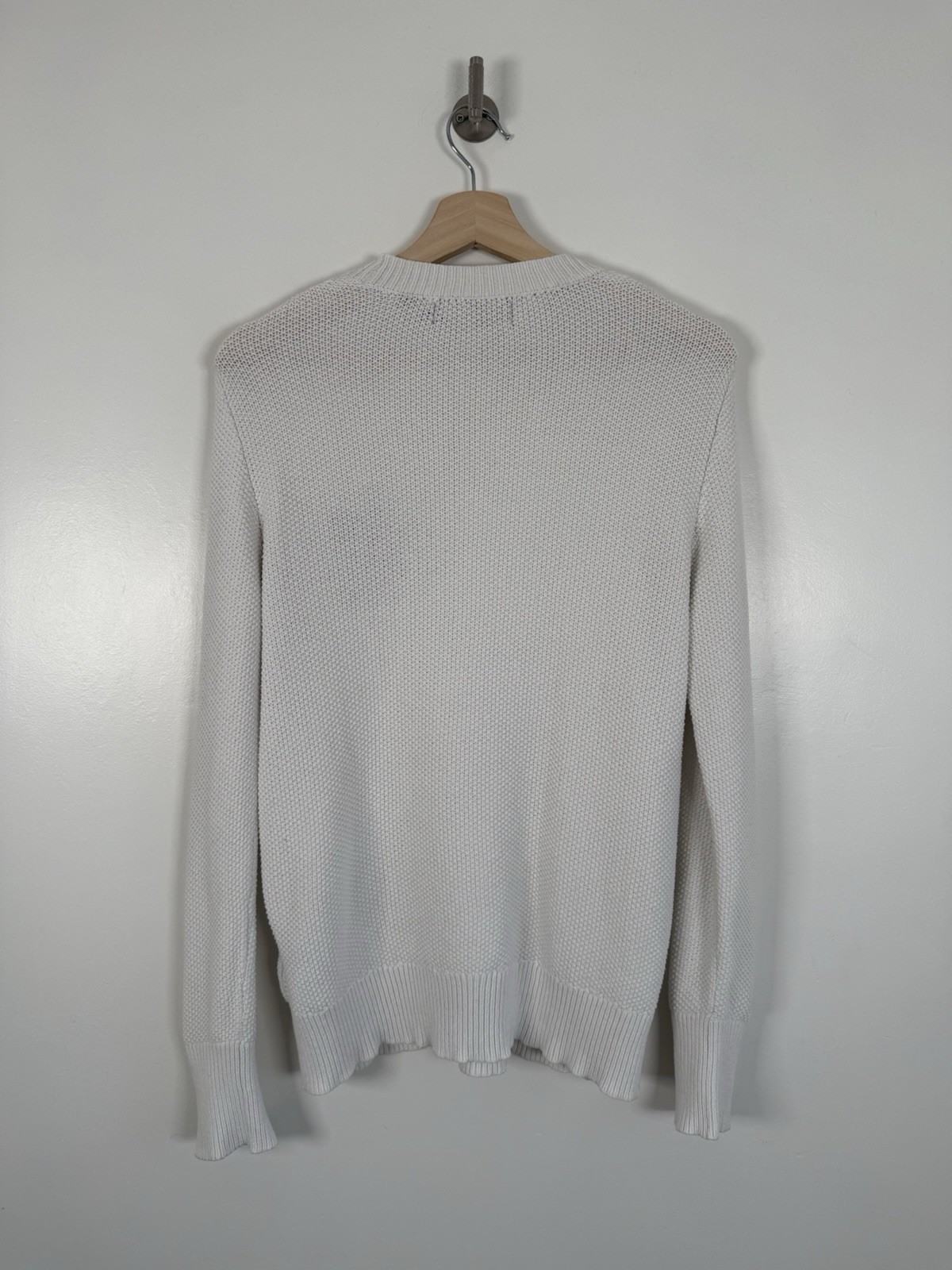 Holland Cooper Jumper Size Small White Cable Knit Chunky Varsity Logo Sweater