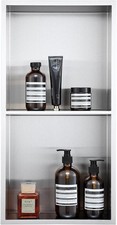Neodrain No Tile Shower Niche, Brushed Stainless Steel Bathroom Shelf 24" X 12",