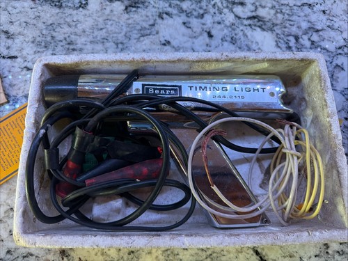 Vintage Sears Timing Light 244.2115 Chrome Metal Automotive Ignition Tool W/Box