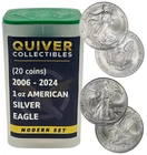 Modern Roll of 20 American Silver Eagles (Every Coin from 2006-2024)