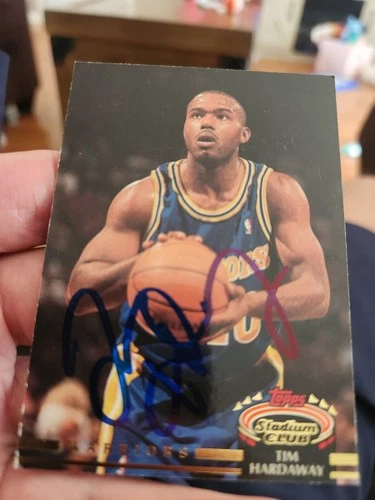 Signed Tim Hardaway #211 1992-93 Stadium Club Warriors Heat Autograph