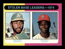 1975 Topps #309 Bill North/Lou Brock   Stolen Base Leaders NM/NM+ X3729298