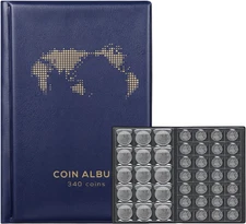 Coin Album for Collectors,340 Pockets Coin Collection Book Holder Display Storag
