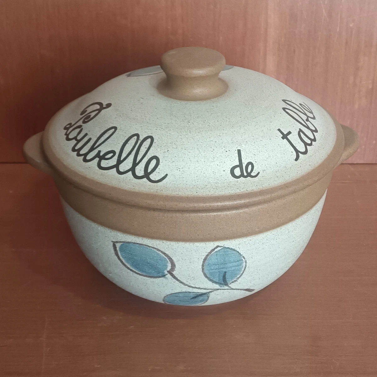 Poubelle de table vintage Poubelle De Table en grès avec couvercle et deux poignées - États-Unis - France
