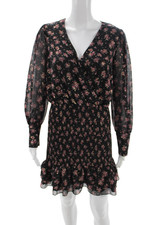 1. State Women Wrap Dress Black V-Neck Long Sleeve Knee Length Size M