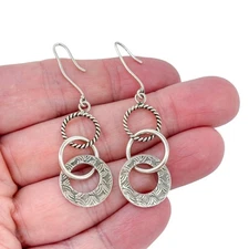 Estate Silpada Sterling Silver 925 Oxidized Triple Threat Dangle Earrings W1616