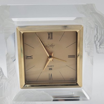 Vtg MIKASA Lofty Hoya Crystal Lead Mantel Desk Clock, 6