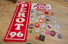 Collection Ross Perot Political Campaign Pinback Buttons Signs License