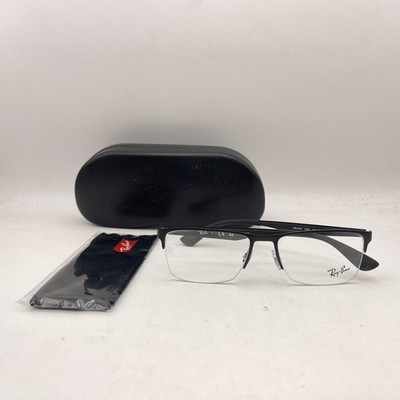 Ray Ban Mens Half Rim Rectangle Eyeglasses RX6335 Black