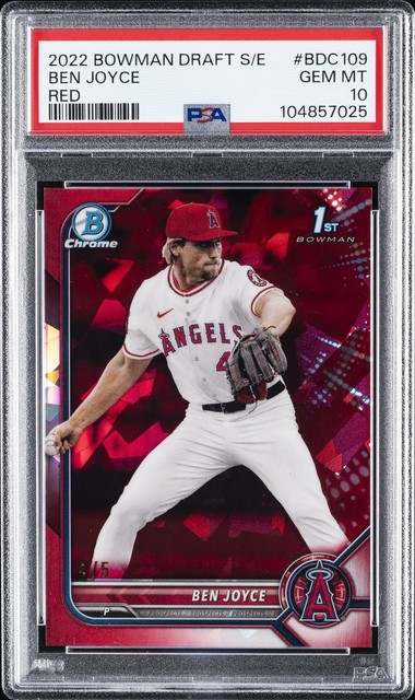 2022 BOWMAN DRAFT CHROME SAPPHIRE EDITION RED #BDC109 BEN JOYCE 4/5 PSA 10