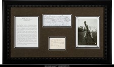 1949 Ty Cobb Handwritten & Signed Note to Wedding Minister Framed PSA & BECKETT