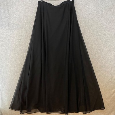Vintage Tadashi Shoji Sheer Mesh Maxi Skirt Black Lined Evening Formal Womens 16