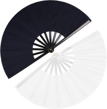 Hand Fans for Women Foldable - Rave Fan - 2 Pack Large Folding Fan  Nylon-Cloth