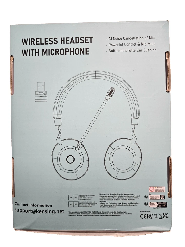 Auriculares Inalámbricos Kensing Con Micrófono, Marrón, Audio 40mm, Dongle USB Foto 2 de 3