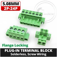 5.08mm Pitch PCB Terminal Block with Flange Screw Terminal Plugs 2-Pin to 24-Pin