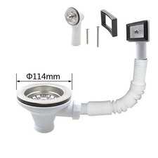 Drainage Waste Kit with Overflow for Kitchen Sink Drainer Basket Filter Stainles