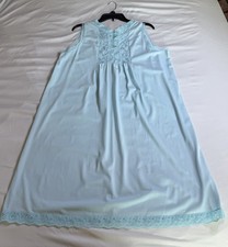 Vintage Blue Nightgown With Lace And   Embroidery sleeveless
