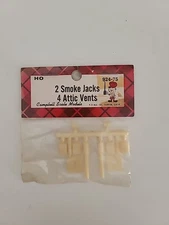Campbell Scale Models 924 HO Beige 2-Smoke Jacks & 4-Attic Vents NOS