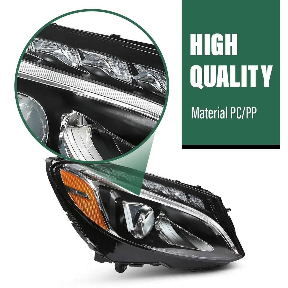 LED Headlight Right Side Fit For 2015-2018 Mercedes Benz C-Class W205 C300 - Image 4 of 4