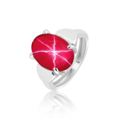 6 Ct. Natural Oval Cabochon 6 Rays Red Star Ruby 925 Sterling Silver Ring
