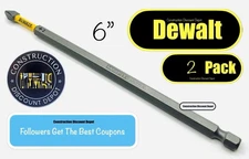 2 Pack Dewalt Maxfit Ultra 6in PH2 Phillips Bit Set IMPACT READY 6" in.