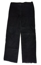 Vintage 1960s 1970s Womens Black Suede Leather Lines Pants Custom Made 32  Waist