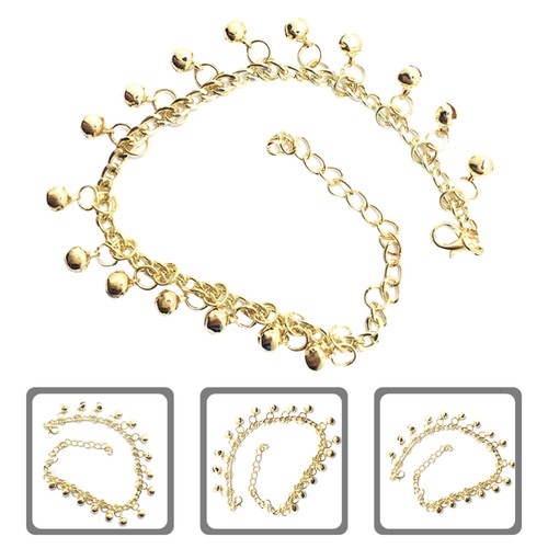 2pcs Bell Anklets Adjustable Stylish Summer Beach Foot Jewelry Clear
