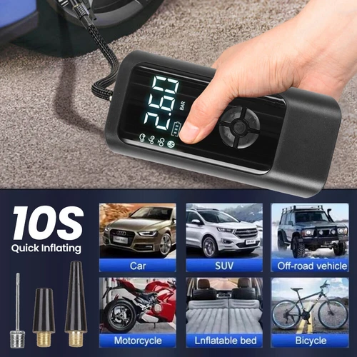 Inflador de Neumáticos Portátil Inalámbrico 150PSI 120W - 4 Modos Preestablecidos Luz LED de Parada Automática - Imagen 3 de 12