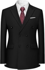 Men Suits Double Breasted Slim Fit Peak Lapel Tuxedo Formal Prom Groom Custom