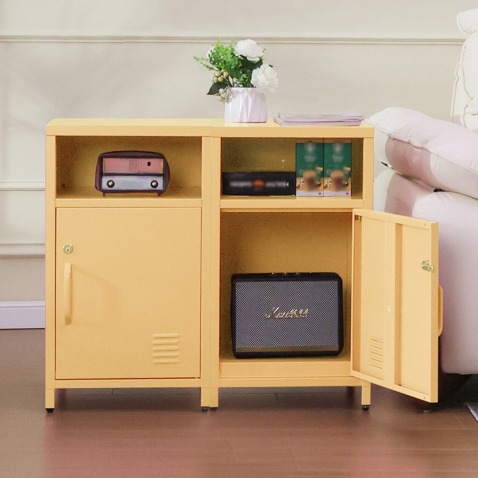Night Table Lockable End Table Coffee Table Metal Locker Bedside ...