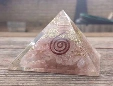 LARGE (50-55mm) ROSE QUARTZ ORGONE GEMSTONE PYRAMID LARGE PYRAMID ORGONITE