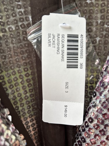 Chicos Sequin Snake Long Jacket Coat Stunning Lightweight Size 3 = XL NWT #915 - Picture 3 of 10