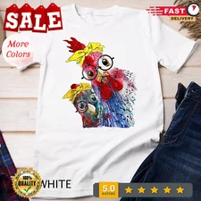 two Chicken with bandana headband and glasses cute Unisex T-shirt