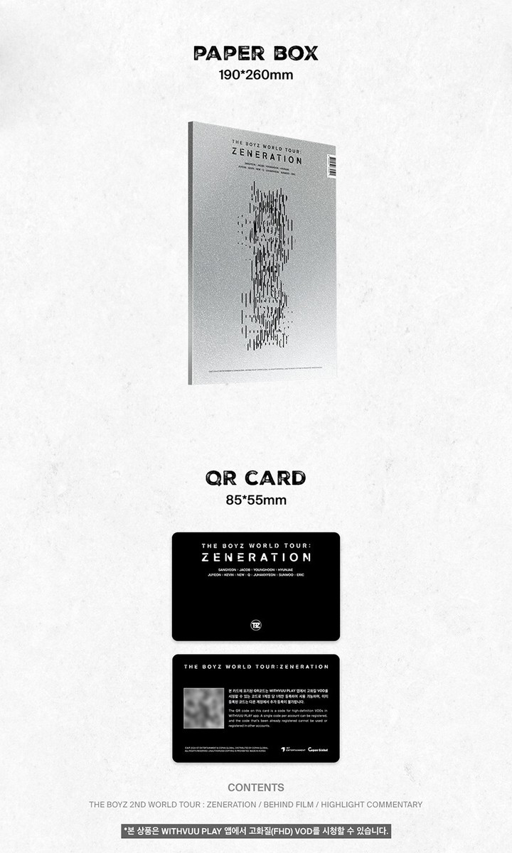 THE BOYZ 2ND WORLD TOUR:ZENERATION QR Ver/QR Card+Book+11Mark+12