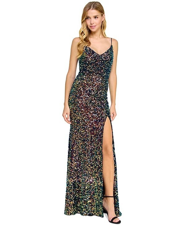 b. darlin patterned glitter mesh sweetheart neck off-the-shoulder dress Short Sparkly Wedding Dress Milana US 10