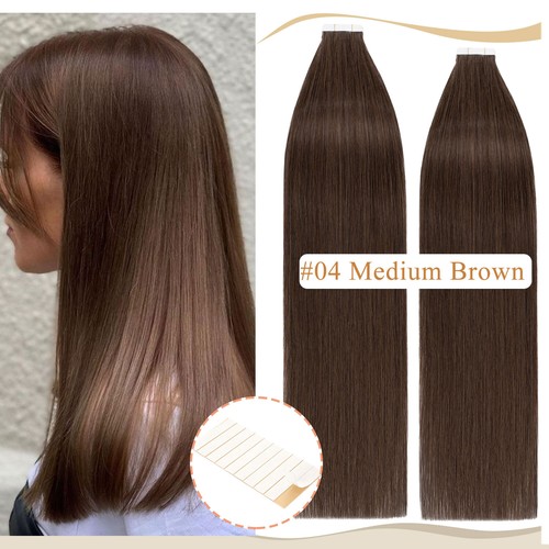 Invisible Tape in Hair Extensions 100% Remy Human Hair Skin Weft Balayage GREY M - Picture 58 of 106