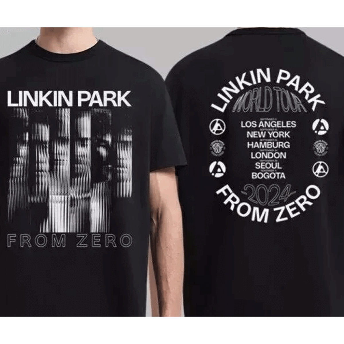 Linkin Park From Zero World Tour 2024 Band With Tour List Two Sided T-shirt Linkin Park From Zero World Tour 2024 Band With Tour List Two Sided T-shirt