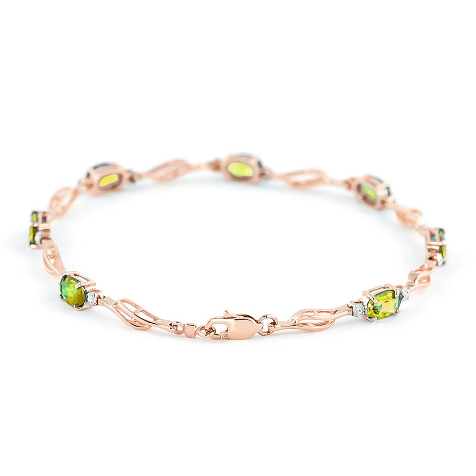 14K. SOLID GOLD TENNIS BRACELET WITH PERIDOT & DIAMOND - Image 3 of 4